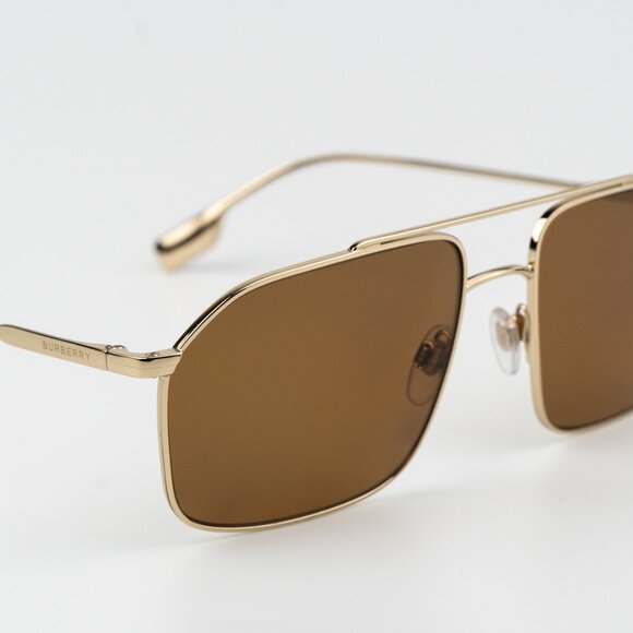 Burberry Men Sunglasses Light Gold Brown Polarized Rectangular BE3130 110983 NEW - Picture 5 of 9